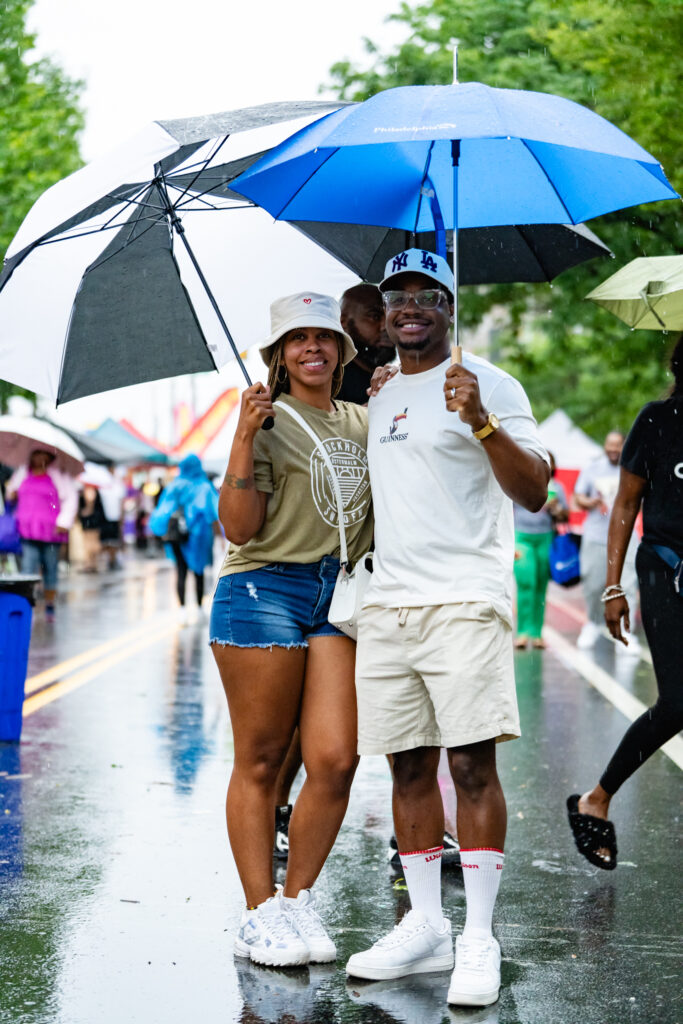 man and woman with umbrella